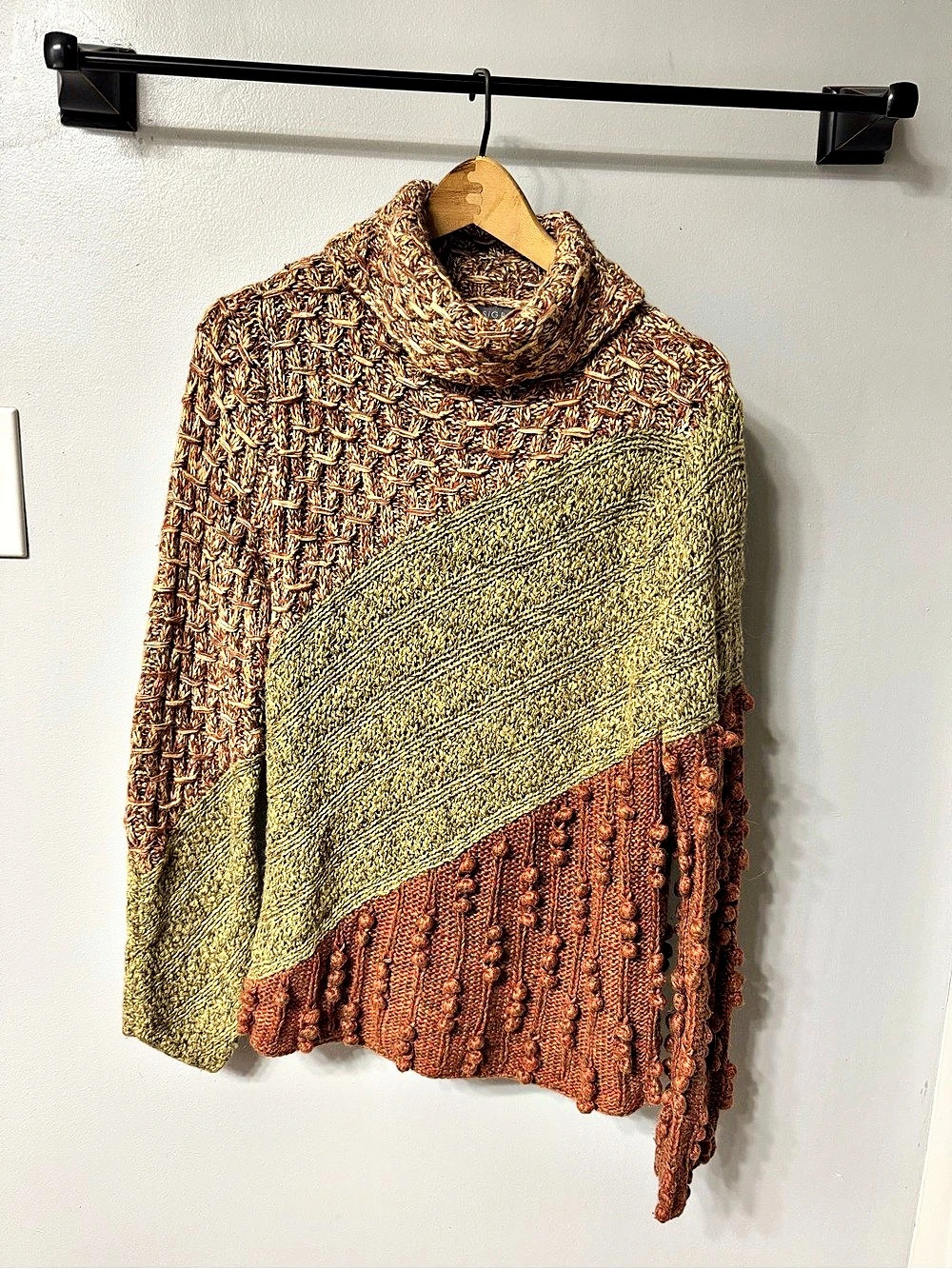 ALPACA WOOL STIGRID OLSEN HAND KNIT COWL NECK SWEATER